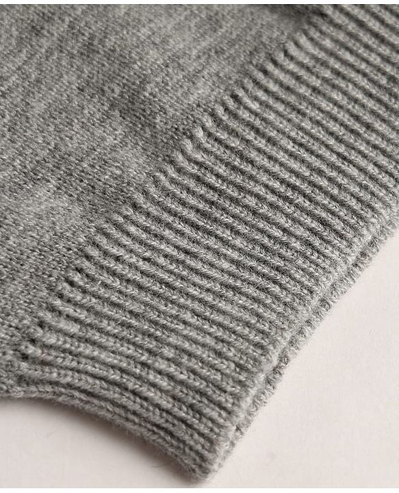 Babyhug Knit Sleeveless  Front Open Solid Colour Sweater - Grey
