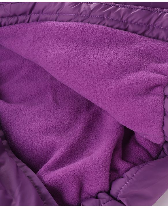 Babyhug Woven Full Sleeves Solid Colour Hooded Padded Jacket with Bow Applique - Purple