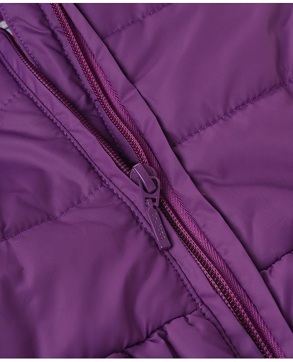 Babyhug Woven Full Sleeves Solid Colour Hooded Padded Jacket with Bow Applique - Purple