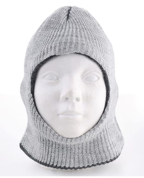 Babyhug Knit Solid Reversible Monkey Cap Light & Dark Grey - Diameter 10 cm