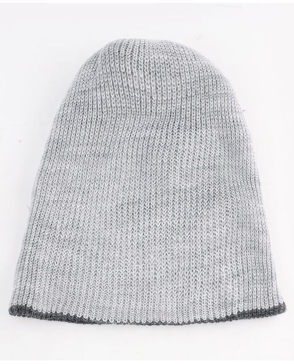 Babyhug Knit Solid Reversible Monkey Cap Light & Dark Grey - Diameter 10 cm