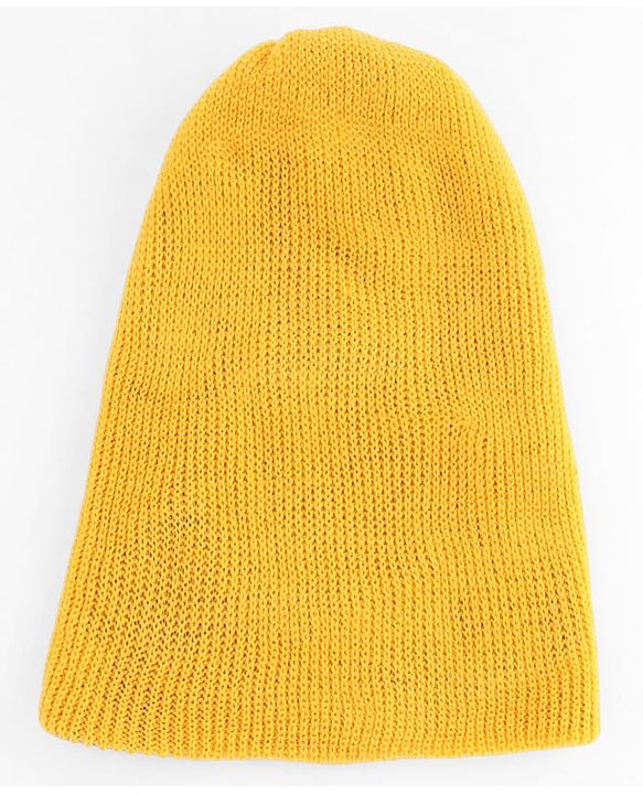Babyhug Knit Solid Reversible Monkey Cap Yellow & Navy - Diameter 11 cm