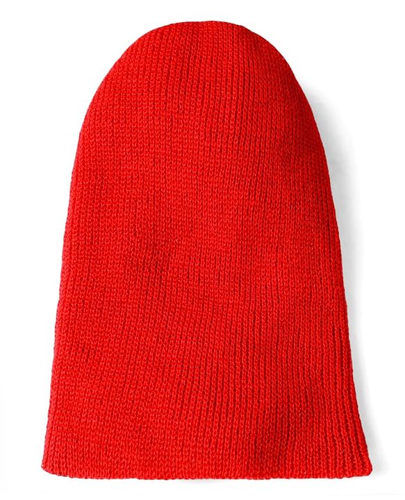 Babyhug Knit Solid Reversible Monkey Cap Red & Navy Blue - Diameter 15.5 cm
