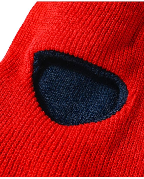 Babyhug Knit Solid Reversible Monkey Cap Red & Navy Blue - Diameter 15.5 cm