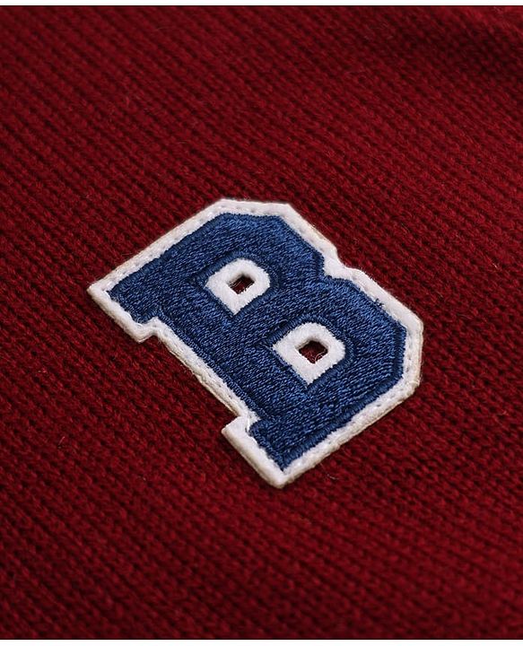 Babyhug Knit Full Sleeves Pullover with B Patch - Maroon