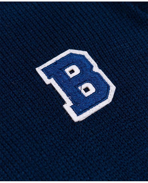 Babyhug Knit Full Sleeves Solid Pullover With B Embroidered - Navy Blue