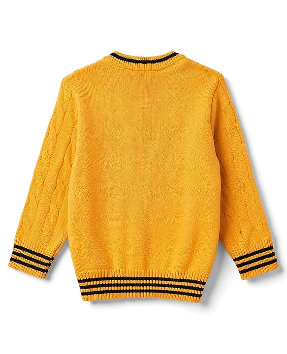 Babyhug Knit Full Sleeves Solid Colour Pullovers with Cable Knit Design - Yellow