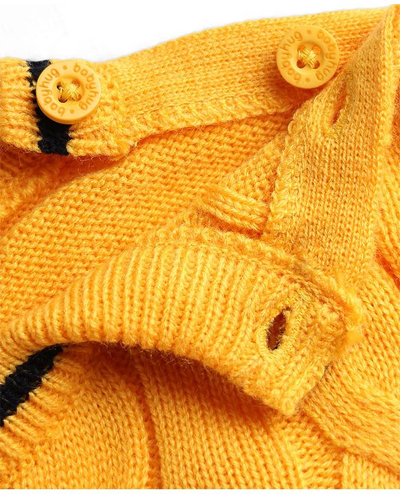 Babyhug Knit Full Sleeves Solid Colour Pullovers with Cable Knit Design - Yellow