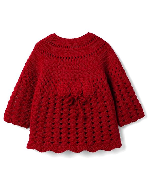 Babyhug Knit sweater-knit crochet Woolen Dress and Hat with Full Sleeves and Flower Embroidery - Red