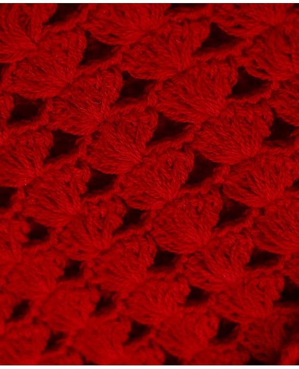 Babyhug Knit sweater-knit crochet Woolen Dress and Hat with Full Sleeves and Flower Embroidery - Red