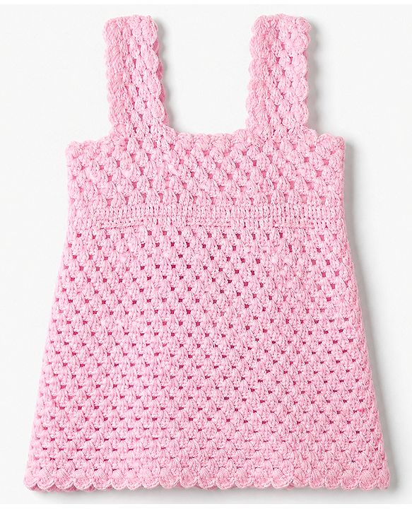 Babyhug Premium Woolen Dress with Sleeveless and Flower Applique & Cap in Pink