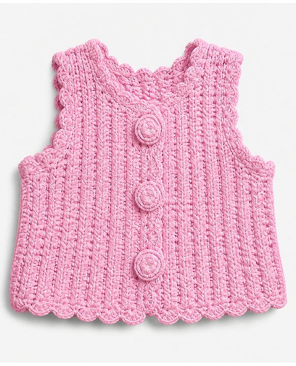 Babyhug Premium Woolen Dress with Sleeveless and Flower Applique & Cap in Pink
