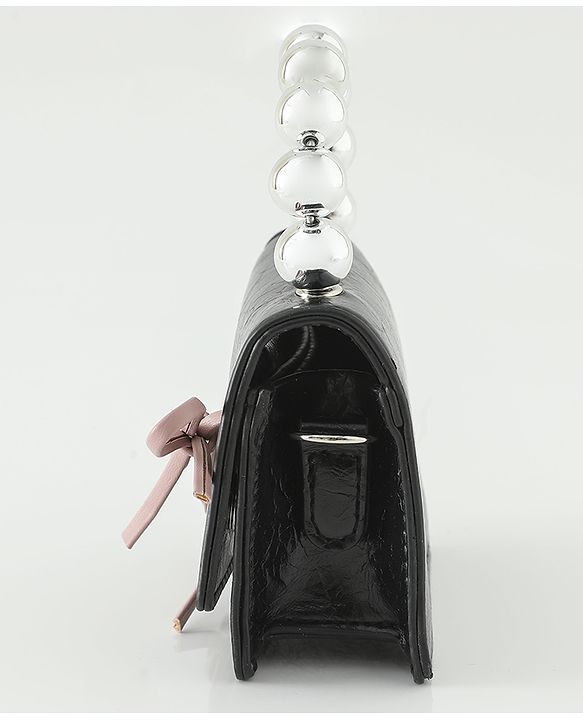 Pine Kids Free Size Sling Bag with Bow Applique - Black