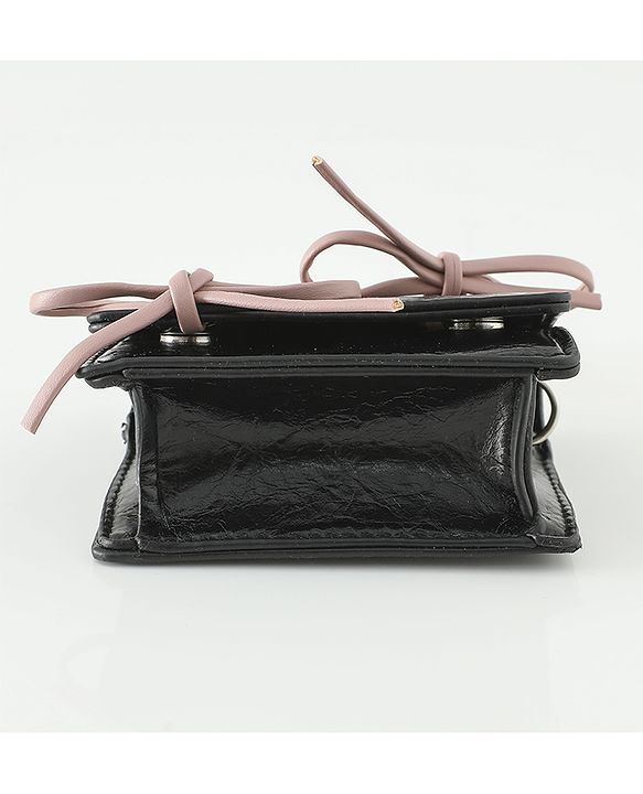 Pine Kids Free Size Sling Bag with Bow Applique - Black