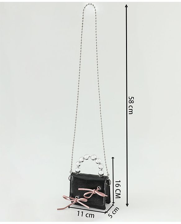Pine Kids Free Size Sling Bag with Bow Applique - Black