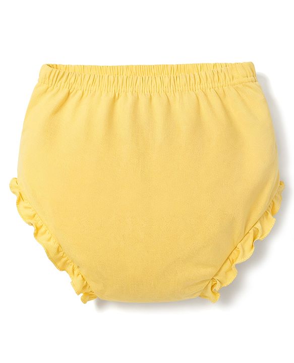 Babyhug Single Jersey Knit Half Sleeves Heart Printed Frock with Bloomer - Yellow