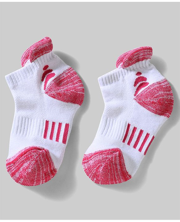 Pine Active Cotton Lycra Knit Terry Breathable Ankle Length Athletic Socks Pack of 3 - White, Red & Light Blue