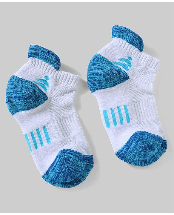 Pine Active Cotton Lycra Knit Terry Breathable Ankle Length Athletic Socks Pack of 3 - White, Red & Light Blue