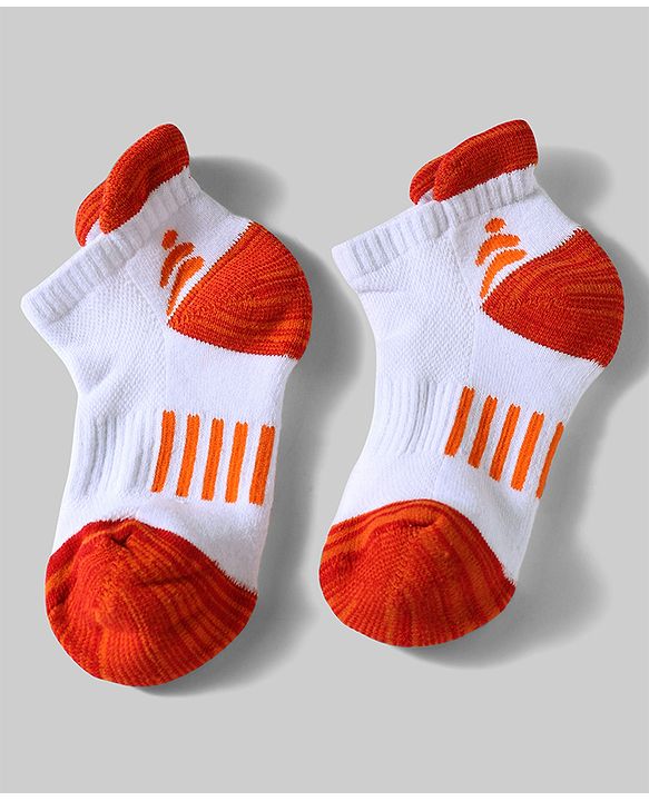Pine Active Cotton Lycra Knit Terry Breathable Ankle Length Athletic Socks Pack of 3 - White, Red & Light Blue