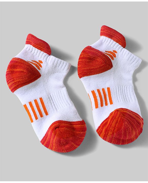 Pine Active Cotton Lycra Knit Terry Breathable Ankle Length Athletic Socks Pack of 3 - White, Red & Light Blue