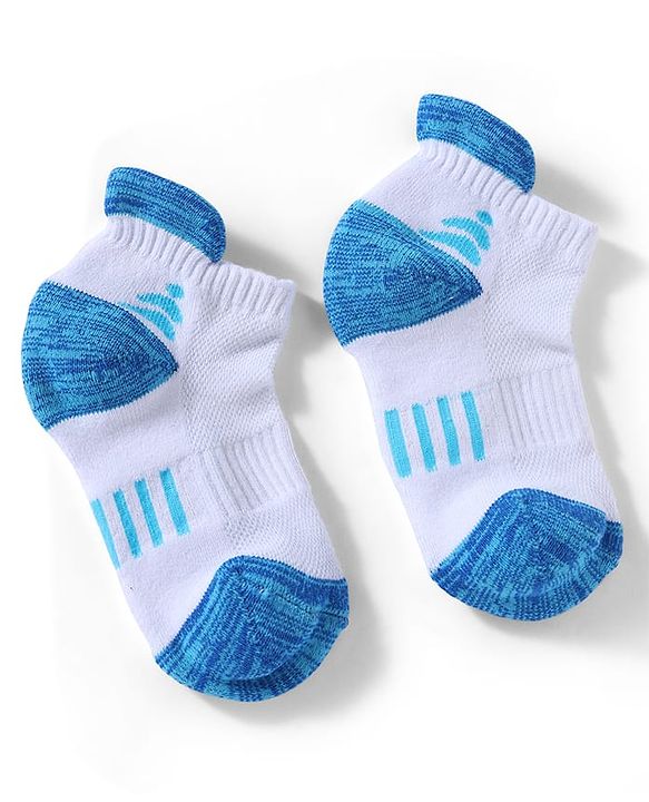 Pine Active Cotton Lycra Knit Terry Breathable Ankle Length Athletic Socks Pack of 3 - White, Red & Light Blue
