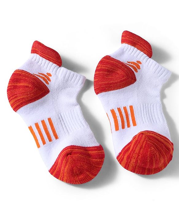 Pine Active Cotton Lycra Knit Terry Breathable Ankle Length Athletic Socks Pack of 3 - White, Red & Light Blue