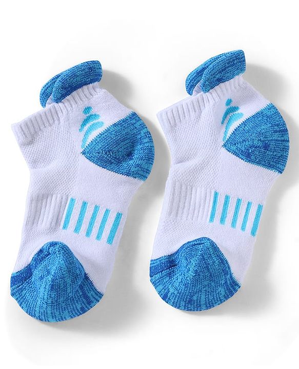 Pine Active Cotton Lycra Knit Terry Breathable Ankle Length Athletic Socks Pack of 3 - White, Red & Light Blue