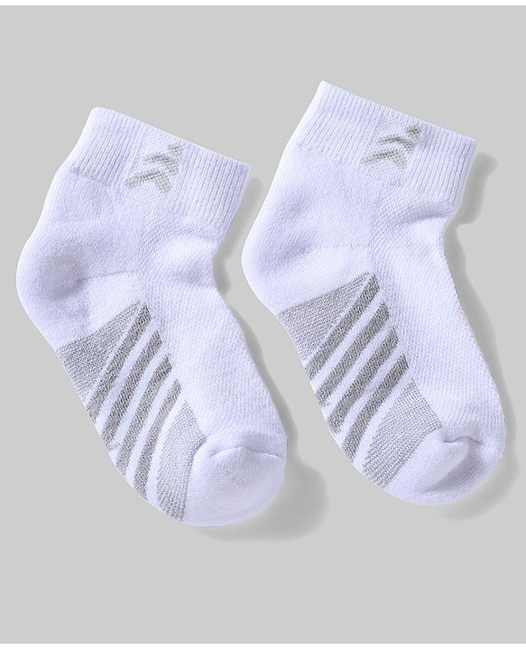 Pine Active Cotton Lycra Knit Terry Breathable Ankle Length Athletic Socks Pack of 3 - White & Black