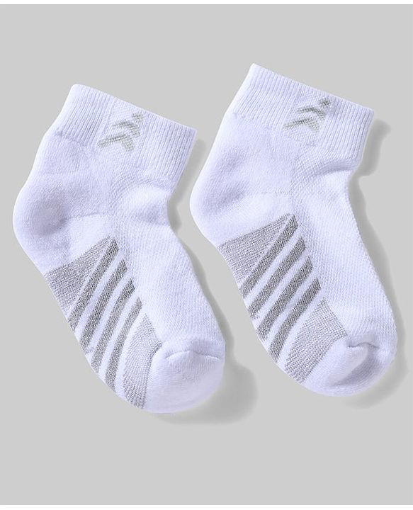 Pine Active Cotton Lycra Knit Terry Breathable Ankle Length Athletic Socks Pack of 3 - White & Black