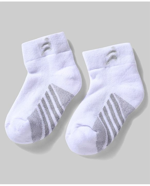 Pine Active Cotton Lycra Knit Terry Breathable Ankle Length Athletic Socks Pack of 3 - White & Black