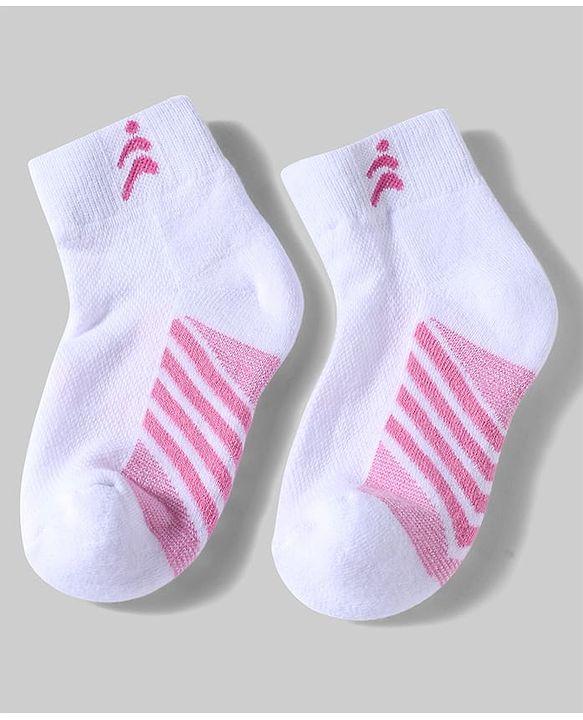 Pine Active Cotton Lycra Knit Terry Breathable Ankle Length Athletic Socks Pack of 3 - White & Black