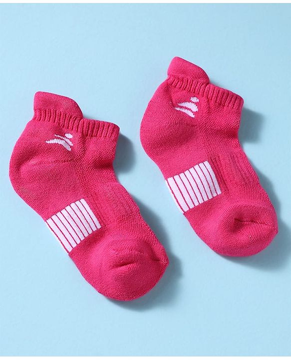 Pine Active Cotton Lycra Knit Terry Breathable Ankle Length Athletic Socks Pack of 3 - White, Red & Pink