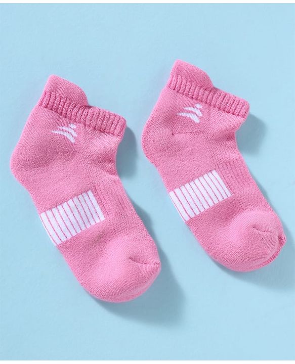Pine Active Cotton Lycra Knit Terry Breathable Ankle Length Athletic Socks Pack of 3 - White, Red & Pink