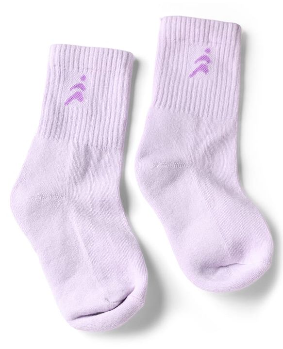 Pine Active Cotton Lycra Knit Terry Breathable Mid Calf Length Athletic Socks With Design Pack of 3 - White, Lilac & Pink