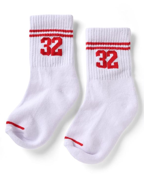 Pine Active Cotton Lycra Knit Terry Breathable Crew Calf Length Athletic Socks With Numeric Text Design Pack of 3 - White, Black & Pink