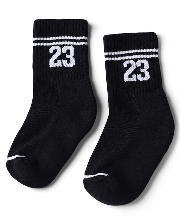 Pine Active Cotton Lycra Knit Terry Breathable Crew Calf Length Athletic Socks With Numeric Text Design Pack of 3 - White, Black & Pink