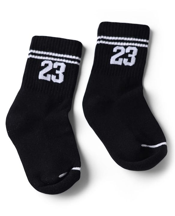 Pine Active Cotton Lycra Knit Terry Breathable Crew Calf Length Athletic Socks With Numeric Text Design Pack of 3 - White, Black & Pink
