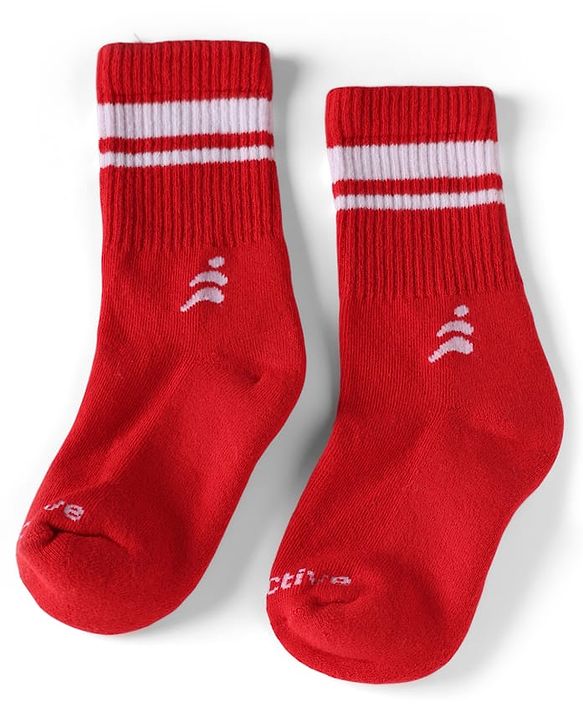 Pine Active Cotton Lycra Knit Terry Breathable Crew Length Athletic Socks With Text Design Pack of 3 - White, Lilac & Red