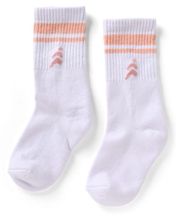Pine Active Cotton Lycra Knit Terry Breathable Mid Calf Length Athletic Socks With Design Pack of 3 - White, Pink & Orange