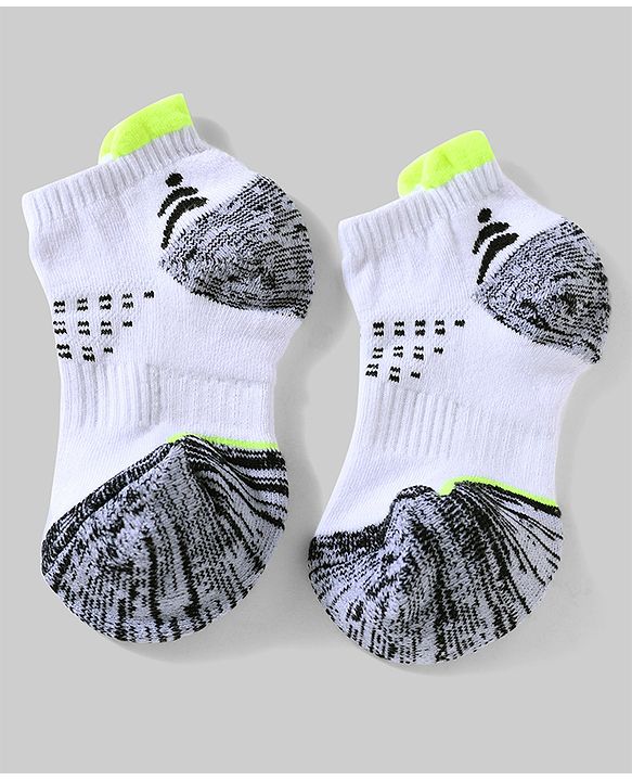 Pine Active Cotton Lycra Knit Terry Breathable Ankle Length Athletic Socks Pack of 3 - White, Grey & Black