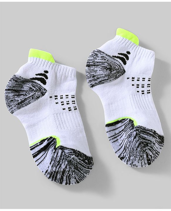 Pine Active Cotton Lycra Knit Terry Breathable Ankle Length Athletic Socks Pack of 3 - White, Grey & Black