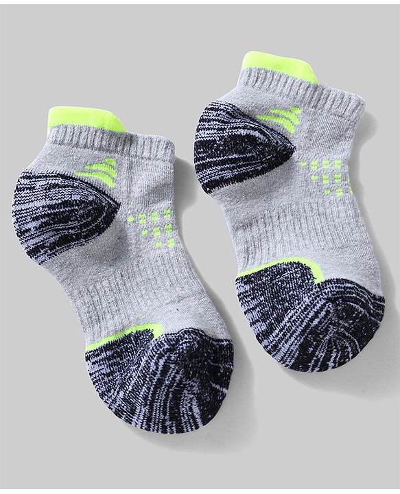 Pine Active Cotton Lycra Knit Terry Breathable Ankle Length Athletic Socks Pack of 3 - White, Grey & Black