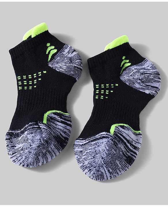 Pine Active Cotton Lycra Knit Terry Breathable Ankle Length Athletic Socks Pack of 3 - White, Grey & Black