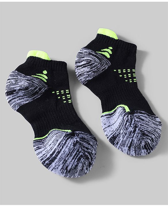 Pine Active Cotton Lycra Knit Terry Breathable Ankle Length Athletic Socks Pack of 3 - White, Grey & Black