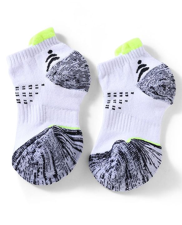 Pine Active Cotton Lycra Knit Terry Breathable Ankle Length Athletic Socks Pack of 3 - White, Grey & Black
