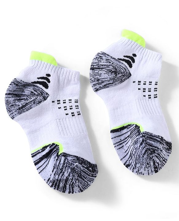 Pine Active Cotton Lycra Knit Terry Breathable Ankle Length Athletic Socks Pack of 3 - White, Grey & Black