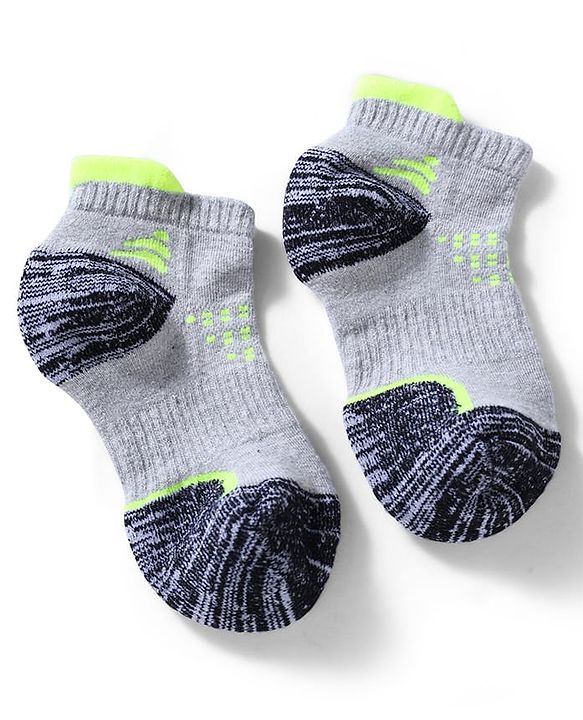 Pine Active Cotton Lycra Knit Terry Breathable Ankle Length Athletic Socks Pack of 3 - White, Grey & Black