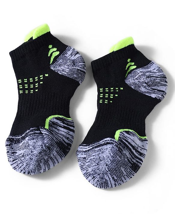 Pine Active Cotton Lycra Knit Terry Breathable Ankle Length Athletic Socks Pack of 3 - White, Grey & Black