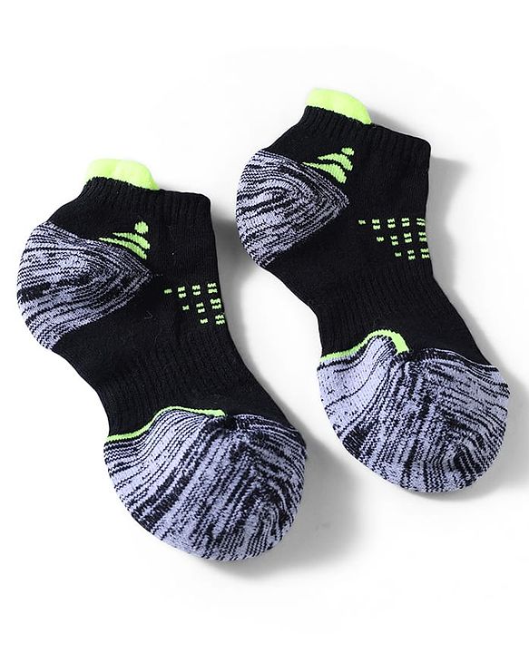 Pine Active Cotton Lycra Knit Terry Breathable Ankle Length Athletic Socks Pack of 3 - White, Grey & Black