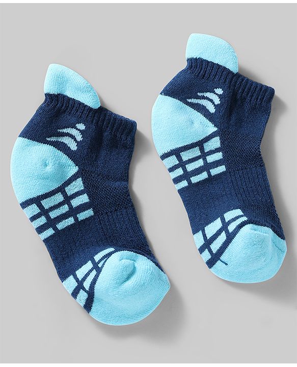 Pine Active Cotton Lycra Knit Terry Breathable Ankle Length Athletic Socks Pack of 3 - White, Black & Light Blue